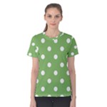 Polka Dots - White on Dollar Bill Green Women s Cotton Tee