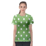 Polka Dots - White on Dollar Bill Green Women s Sport Mesh Tee
