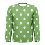 Polka Dots - White on Dollar Bill Green Men s Long Sleeve T-shirt