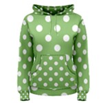 Polka Dots - White on Dollar Bill Green Women s Pullover Hoodie
