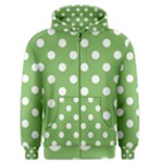 Polka Dots - White on Dollar Bill Green Men s Zipper Hoodie