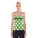 Polka Dots - White on Dollar Bill Green Spaghetti Strap Top
