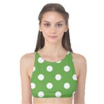Polka Dots - White on Dollar Bill Green Tank Bikini Top