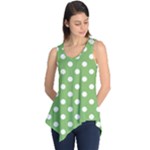 Polka Dots - White on Dollar Bill Green Sleeveless Tunic