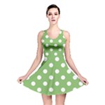 Polka Dots - White on Dollar Bill Green Reversible Skater Dress