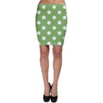 Polka Dots - White on Dollar Bill Green Bodycon Skirt