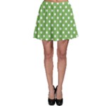 Polka Dots - White on Dollar Bill Green Skater Skirt