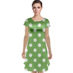 Polka Dots - White on Dollar Bill Green Cap Sleeve Nightdress