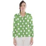 Polka Dots - White on Dollar Bill Green Wind Breaker (Women)