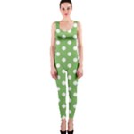 Polka Dots - White on Dollar Bill Green OnePiece Catsuit
