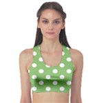 Polka Dots - White on Dollar Bill Green Women s Sports Bra