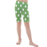 Polka Dots - White on Dollar Bill Green Kid s Mid Length Swim Shorts