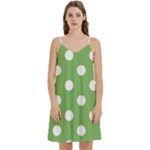 Polka Dots - White on Dollar Bill Green Women s Reversible Sports Bra with Border