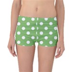 Polka Dots - White on Dollar Bill Green Reversible Boyleg Bikini Bottoms