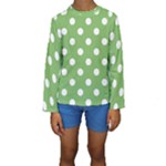 Polka Dots - White on Dollar Bill Green Kid s Long Sleeve Swimwear
