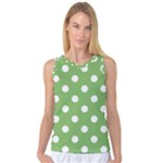 Polka Dots - White on Dollar Bill Green Women s Basketball Tank Top