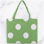 Polka Dots - White on Dollar Bill Green Mini Tote Bag