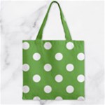 Polka Dots - White on Dollar Bill Green Zipper Grocery Tote Bag
