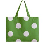 Polka Dots - White on Dollar Bill Green Zipper Mini Tote Bag