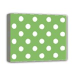 Polka Dots - White on Dollar Bill Green Deluxe Canvas 14  x 11  (Stretched)