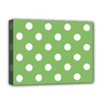 Polka Dots - White on Dollar Bill Green Deluxe Canvas 16  x 12  (Stretched)