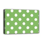 Polka Dots - White on Dollar Bill Green Deluxe Canvas 18  x 12  (Stretched)