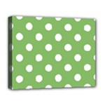 Polka Dots - White on Dollar Bill Green Deluxe Canvas 20  x 16  (Stretched)