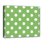 Polka Dots - White on Dollar Bill Green Deluxe Canvas 24  x 20  (Stretched)