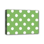 Polka Dots - White on Dollar Bill Green Mini Canvas 7  x 5  (Stretched)