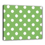 Polka Dots - White on Dollar Bill Green Canvas 24  x 20  (Stretched)