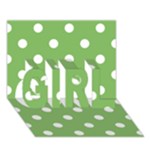 Polka Dots - White on Dollar Bill Green GIRL 3D Greeting Card (7x5)