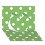 Polka Dots - White on Dollar Bill Green Heart 3D Greeting Card (7x5)