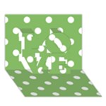 Polka Dots - White on Dollar Bill Green LOVE 3D Greeting Card (7x5)