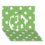 Polka Dots - White on Dollar Bill Green Peace Sign 3D Greeting Card (7x5)
