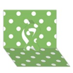 Polka Dots - White on Dollar Bill Green Ribbon 3D Greeting Card (7x5)