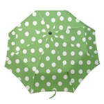 Polka Dots - White on Dollar Bill Green Folding Umbrella