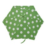 Polka Dots - White on Dollar Bill Green Mini Umbrella