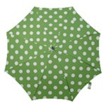 Polka Dots - White on Dollar Bill Green Hook Handle Umbrella (Medium)