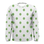Polka Dots - Dollar Bill Green on White Men s Long Sleeve T-shirt