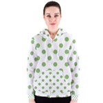 Polka Dots - Dollar Bill Green on White Women s Zipper Hoodie
