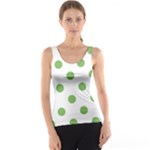 Polka Dots - Dollar Bill Green on White Tank Top