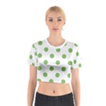 Polka Dots - Dollar Bill Green on White Cotton Crop Top