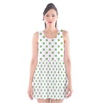 Polka Dots - Dollar Bill Green on White Scoop Neck Skater Dress