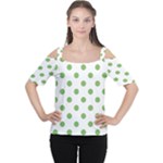 Polka Dots - Dollar Bill Green on White Women s Cutout Shoulder Tee