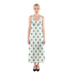 Polka Dots - Dollar Bill Green on White Full Print Maxi Dress
