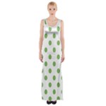 Polka Dots - Dollar Bill Green on White Maxi Thigh Split Dress