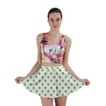 Polka Dots - Dollar Bill Green on White Mini Skirt