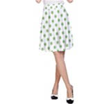 Polka Dots - Dollar Bill Green on White A-Line Skirt