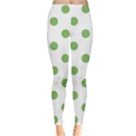 Polka Dots - Dollar Bill Green on White Women s Leggings