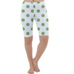 Polka Dots - Dollar Bill Green on White Cropped Leggings